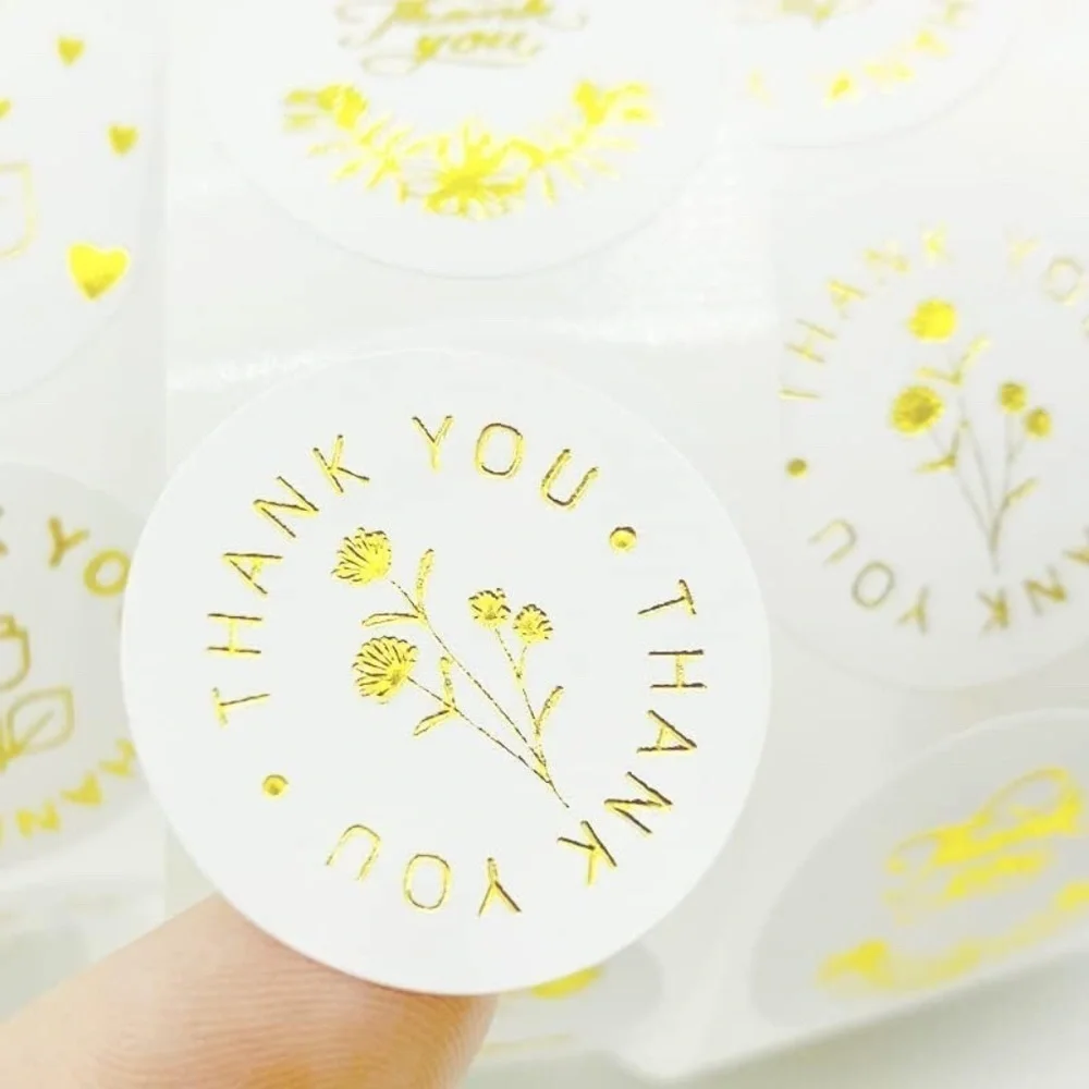 Gold Foil Thank You Sticker, Glitter Gold Floral Labels Stickers 1